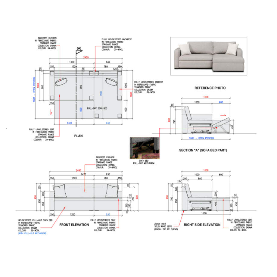 ZENITH ARC L-SHAPE SOFA BED