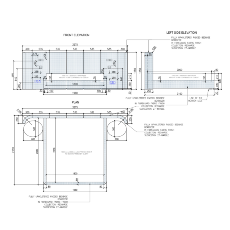 ORRIS BED WITH BUILT-IN LIGHTS AND SOCKETS