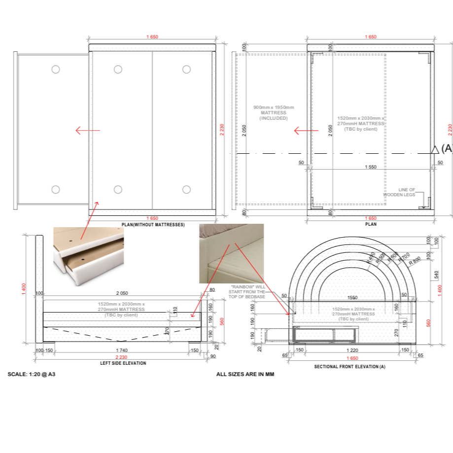 RAINBOW KIDS BED WITH DRAWER