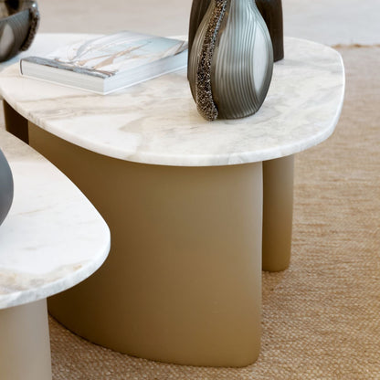 TRIO FLOW TABLES. SET OF 3 MARBLE COFFEE TABLES