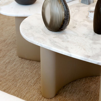 TRIO FLOW TABLES. SET OF 3 MARBLE COFFEE TABLES