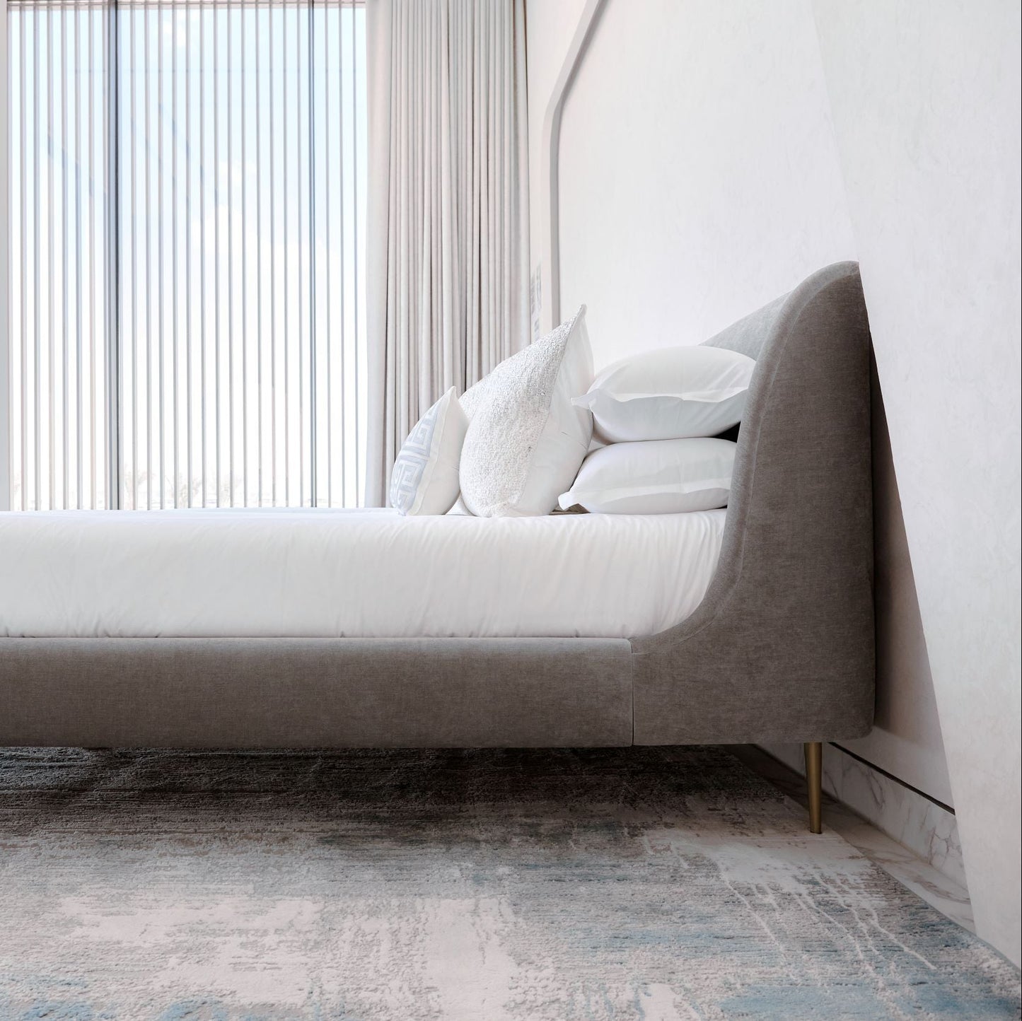 QUARRA FREESTANDING BED WITH METAL LEGS
