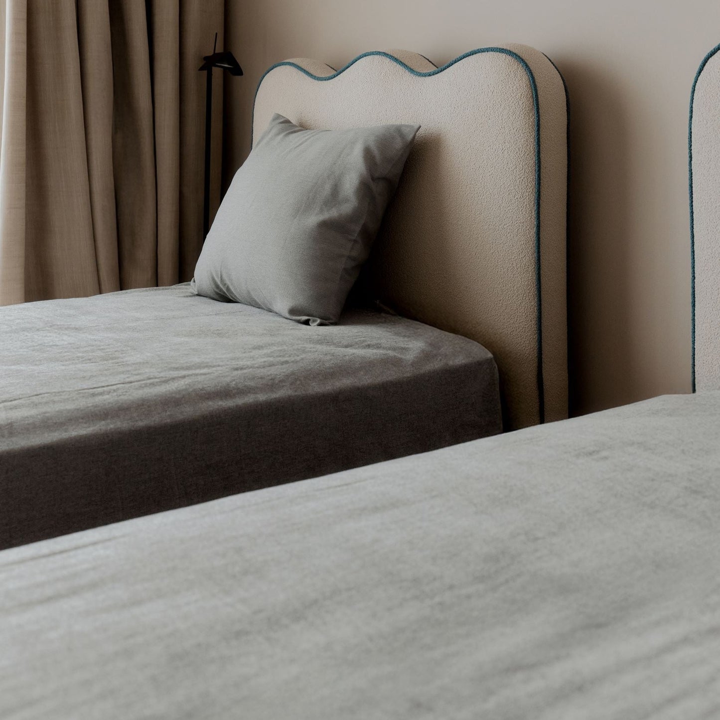 SEAWAVE INTERCONNECTED BED WITH WAVY HEADBOARD