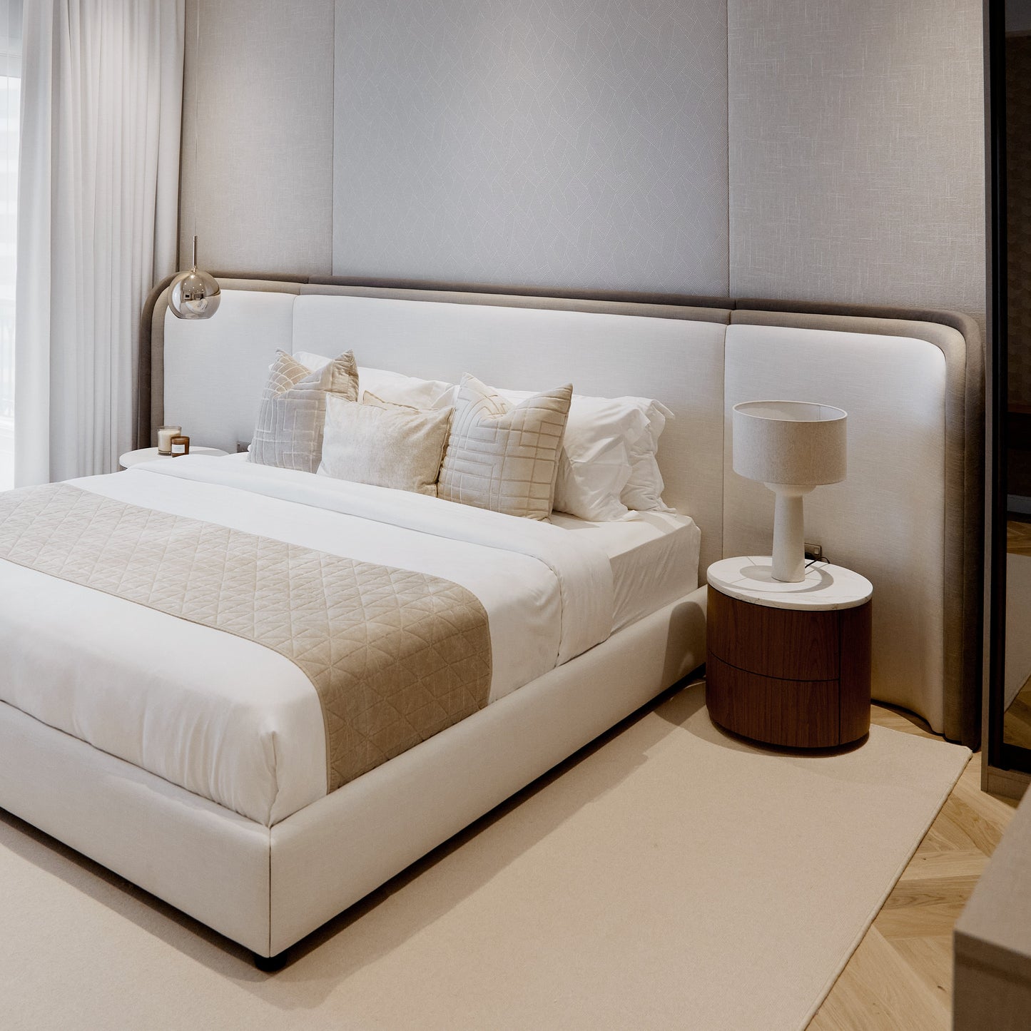 NOVARE BED WITH 3 LAYERS HEADBOARD