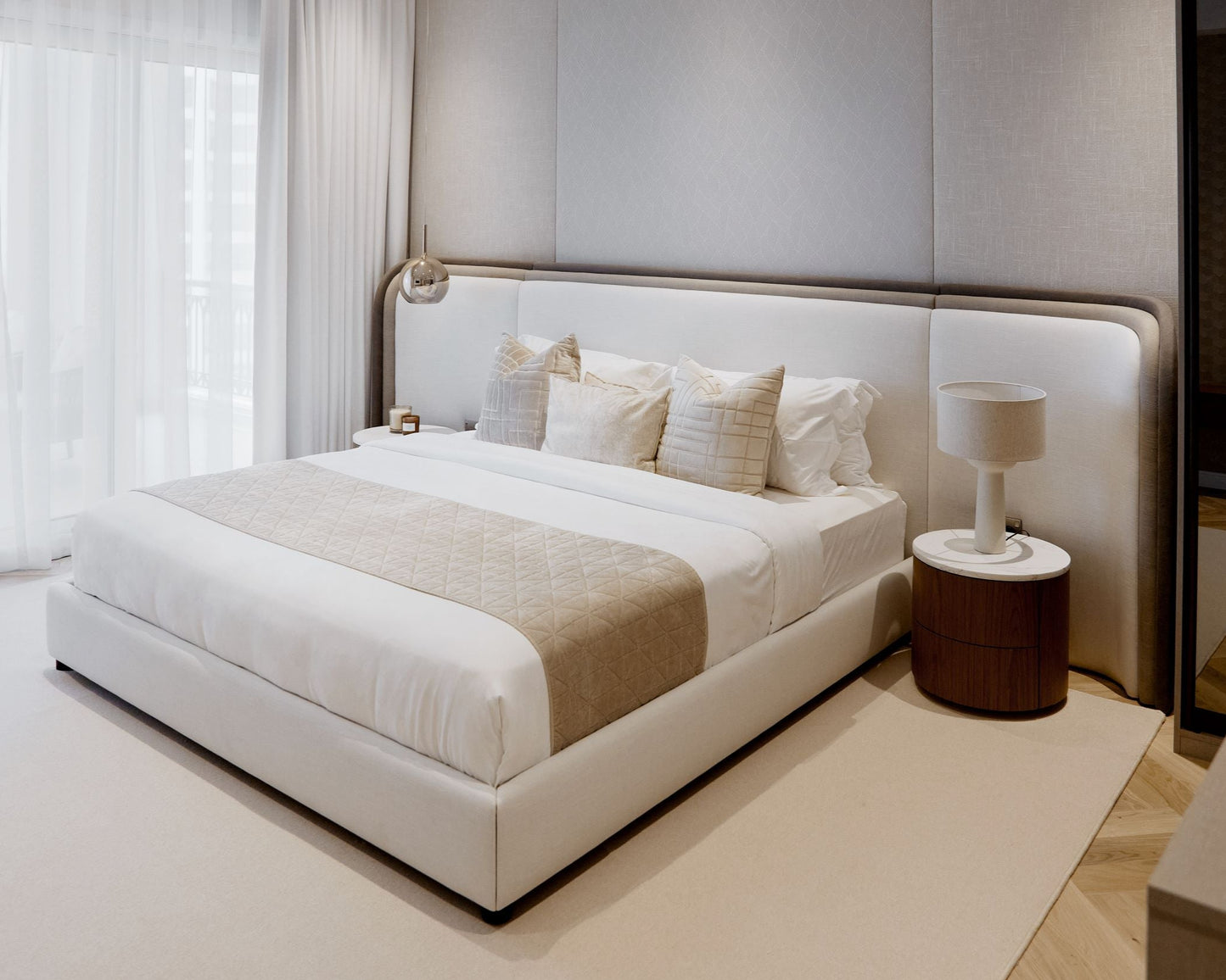 NOVARE BED WITH 3 LAYERS HEADBOARD