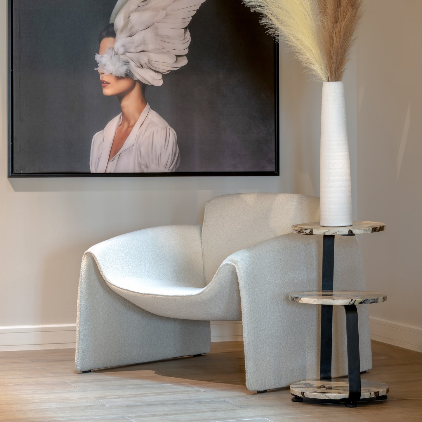 VIRELLE MARBLE 3-SHELF END TABLE