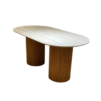 FLOWLIN TABLE WITH WOODEN LEGS. NEXT DAY DELIVERY