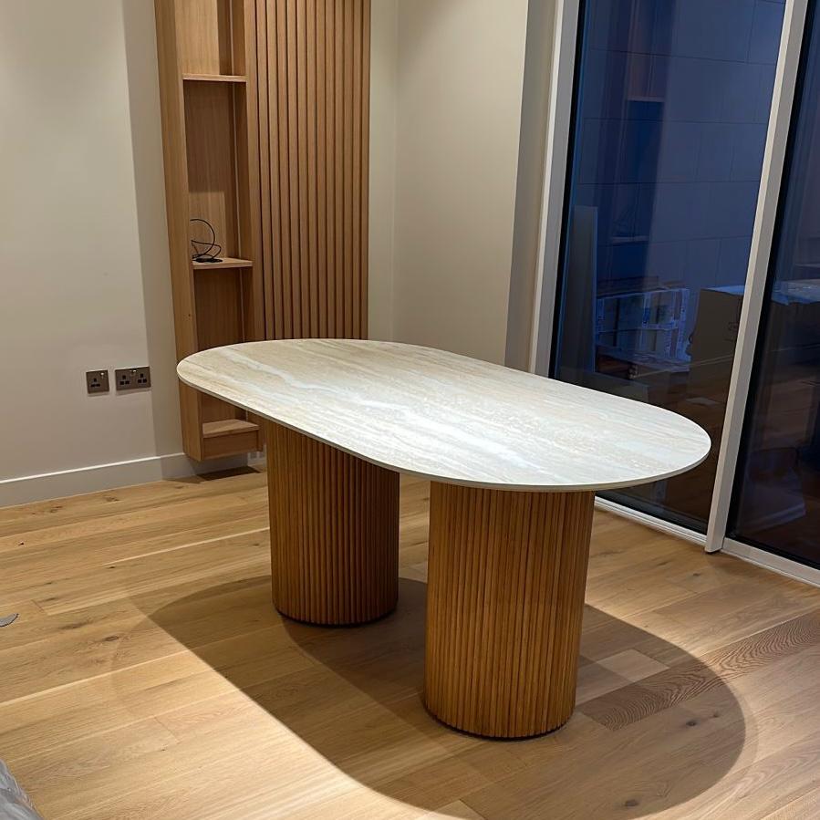 FLOWLIN TABLE WITH WOODEN LEGS. NEXT DAY DELIVERY