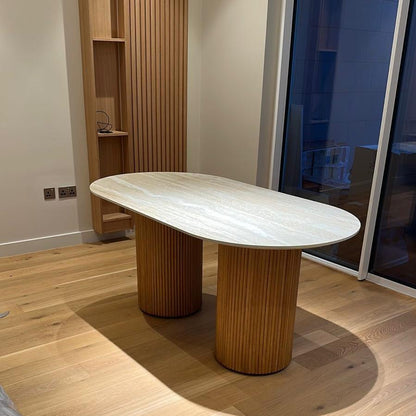 FLOWLIN TABLE WITH WOODEN LEGS. NEXT DAY DELIVERY