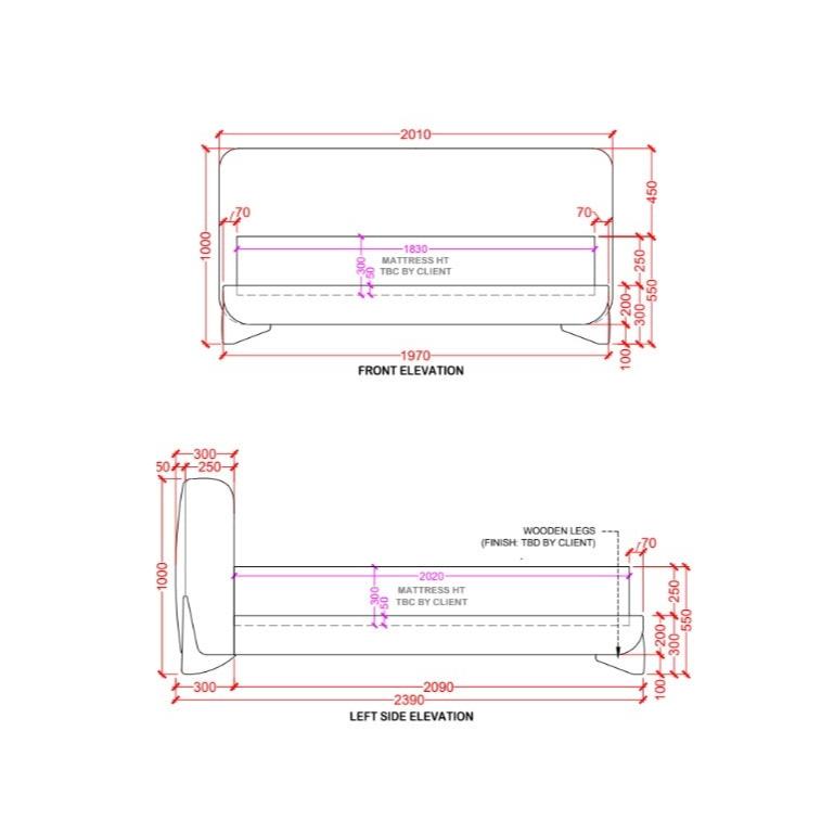 HORIZON ARC BED WITH CURVED LEGS
